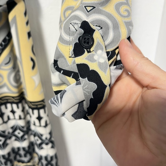 Hale Bob Belted Long Sleeve stretch Jersey button front dress size small - Picture 6 of 8